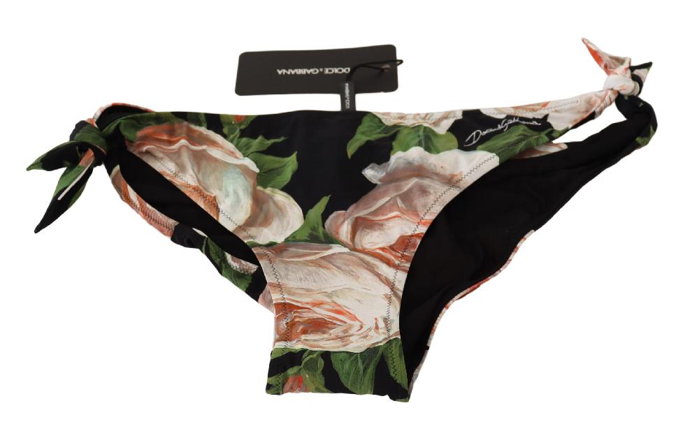 Black Roses Print Swimsuit Bikini Bottom Swimwear - it5-xl