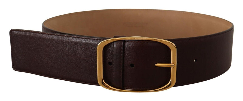 Dark Brown Leather Gold Metal Buckle Belt - 75-cm-30-inches