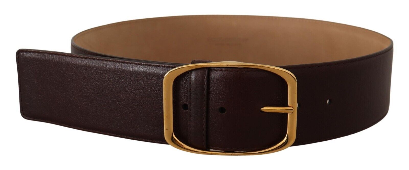 Dark Brown Leather Gold Metal Buckle Belt - 75-cm-30-inches