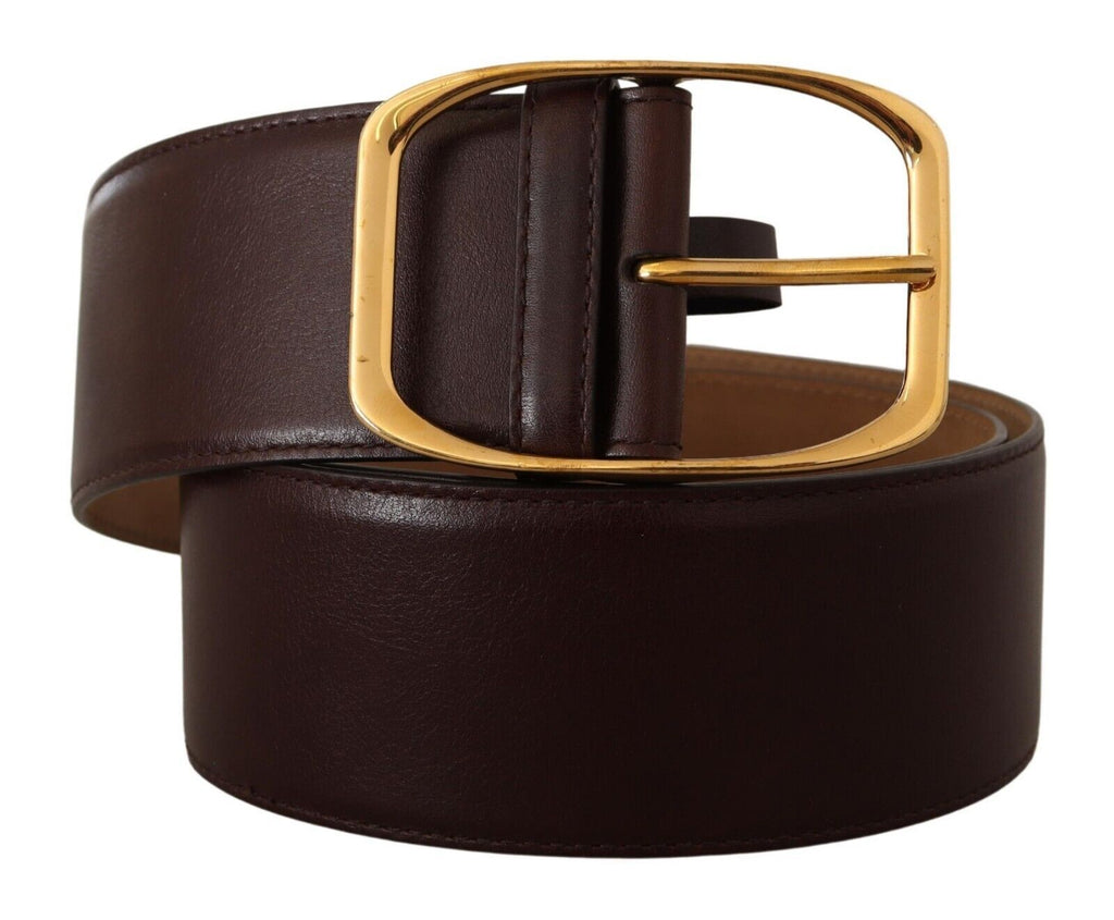 Dark Brown Leather Gold Metal Buckle Belt - 75-cm-30-inches