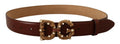 Brown Leather Brass Logo Buckle Amore Belt - 75-cm-30-inches