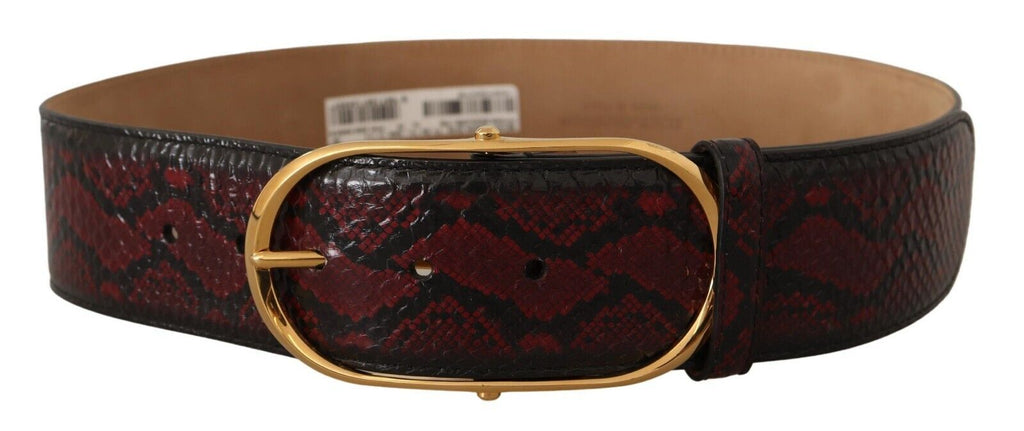 Red Exotic Leather Gold Oval Buckle Belt - 75-cm-30-inches