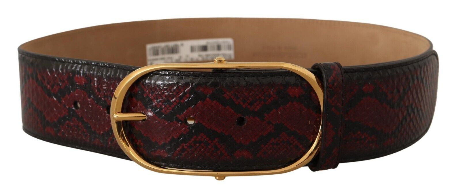 Red Exotic Leather Gold Oval Buckle Belt - 75-cm-30-inches