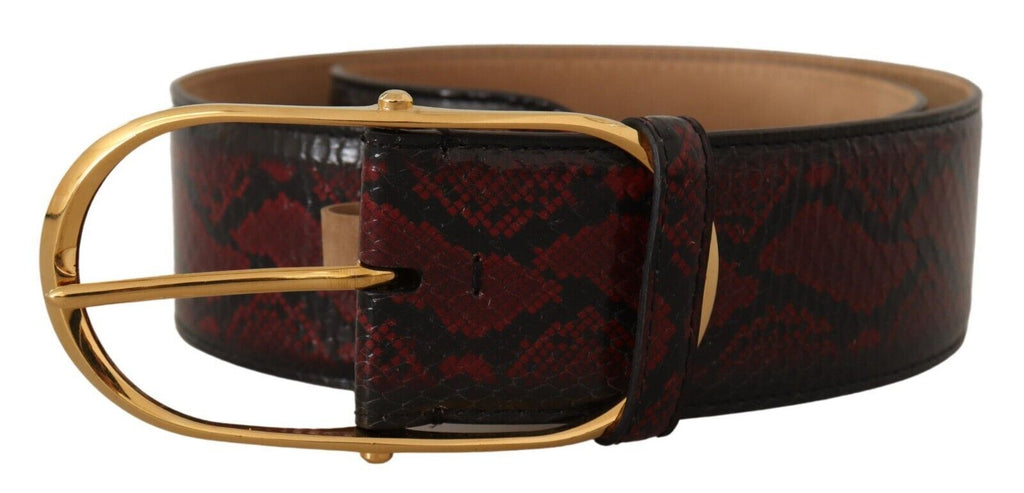 Red Exotic Leather Gold Oval Buckle Belt - 75-cm-30-inches