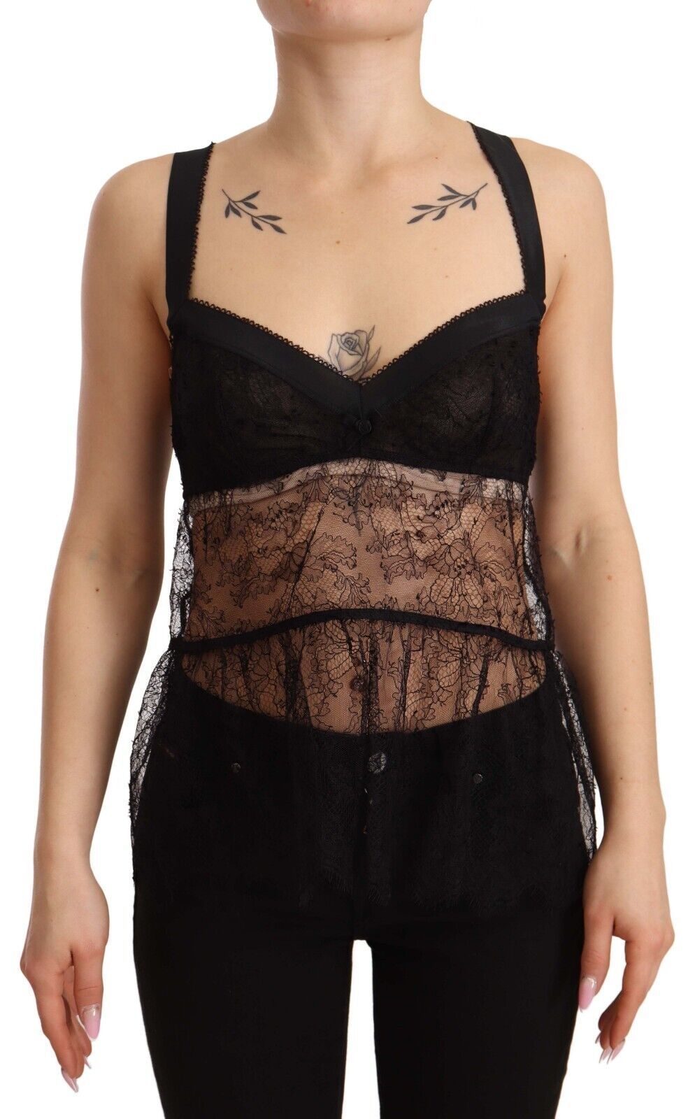 Black Silk Lace Babydoll Nylon Lingerie Top - it2-s
