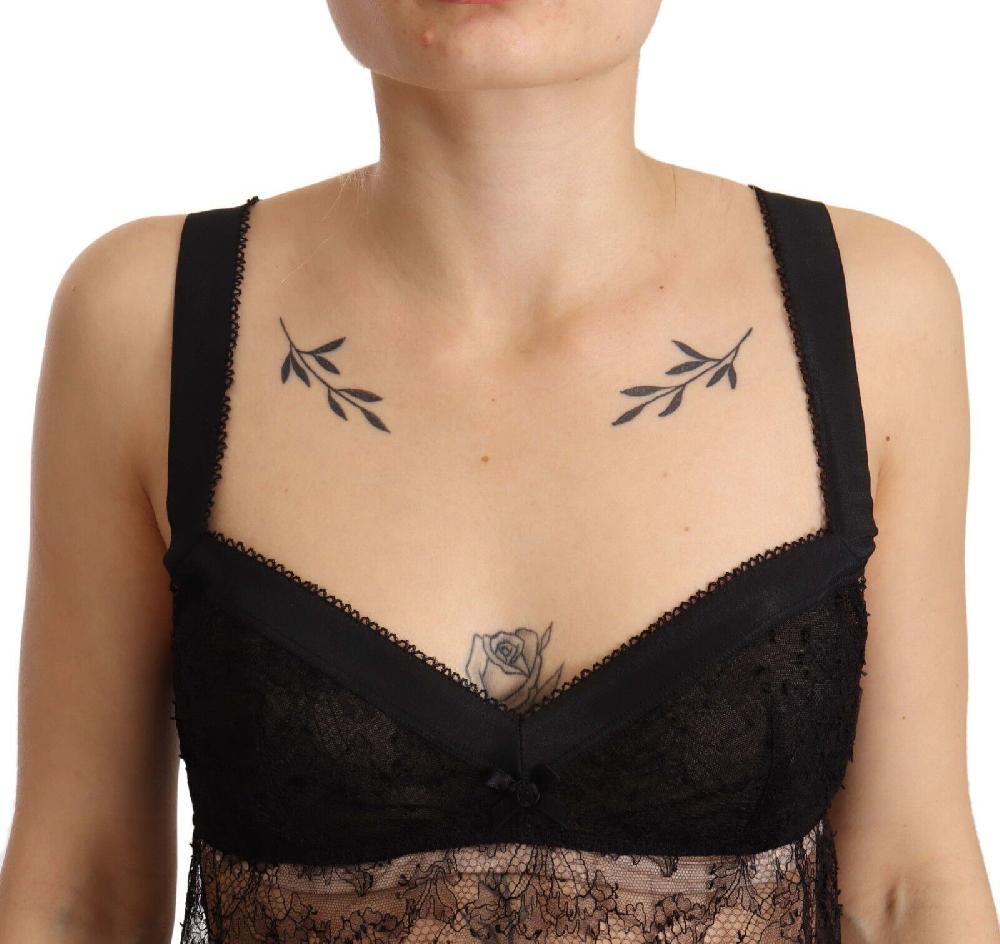 Black Silk Lace Babydoll Nylon Lingerie Top - it2-s