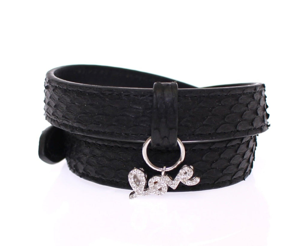 Snakeskin CZ LOVE 925 Silver Bracelet - m