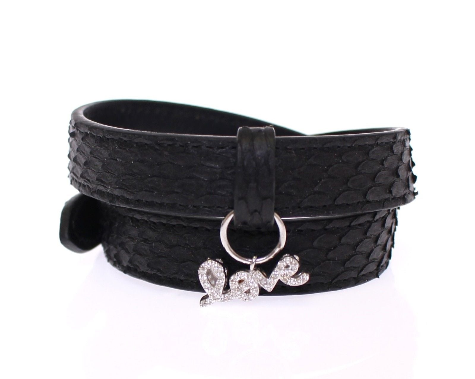 Snakeskin CZ LOVE 925 Silver Bracelet - m