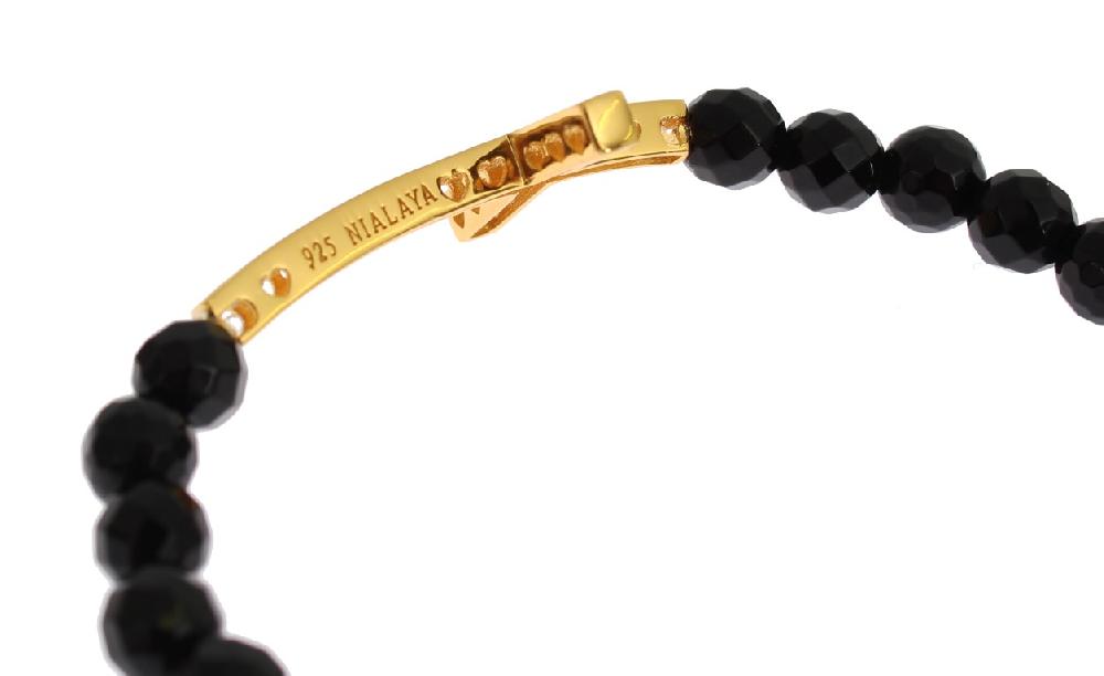 Agate Stone Gold CZ Cross 925 Silver Bracelet - m