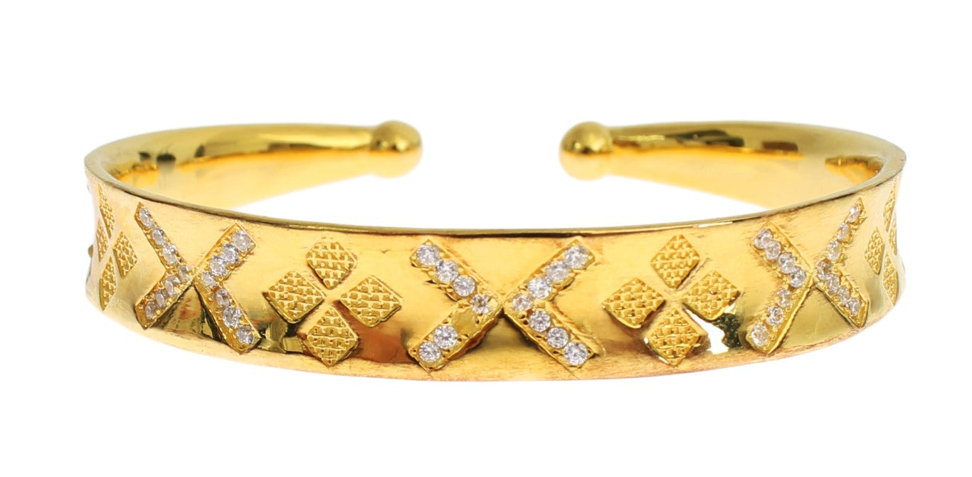 CZ Gold Sterling 925 Silver Bangle Bracelet - m