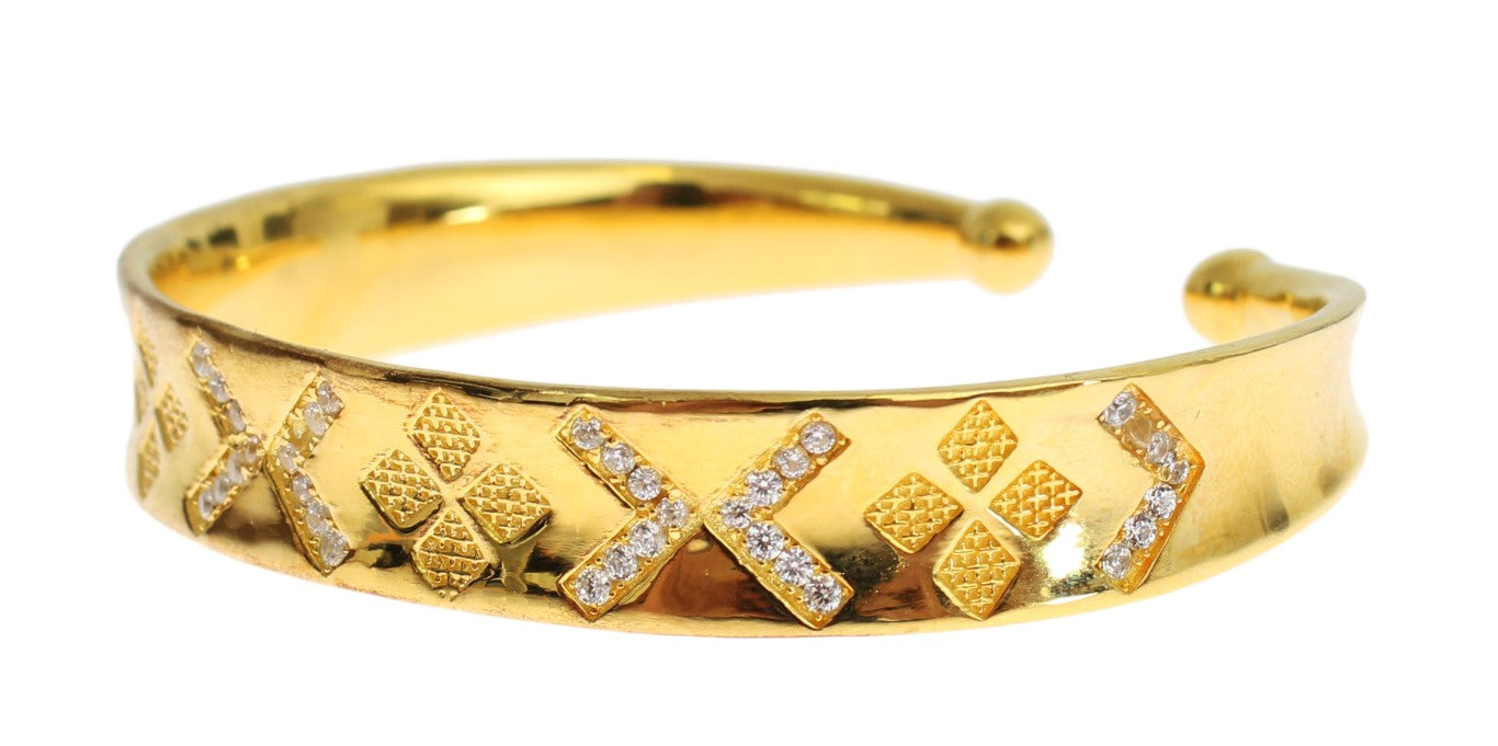 CZ Gold Sterling 925 Silver Bangle Bracelet - m