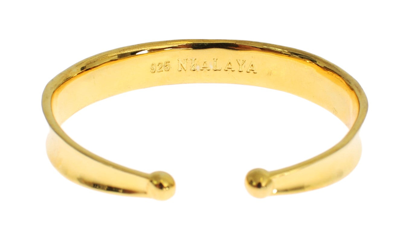 CZ Gold Sterling 925 Silver Bangle Bracelet - m