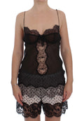Black Silk Lace Babydoll Lingerie Top - it3-m