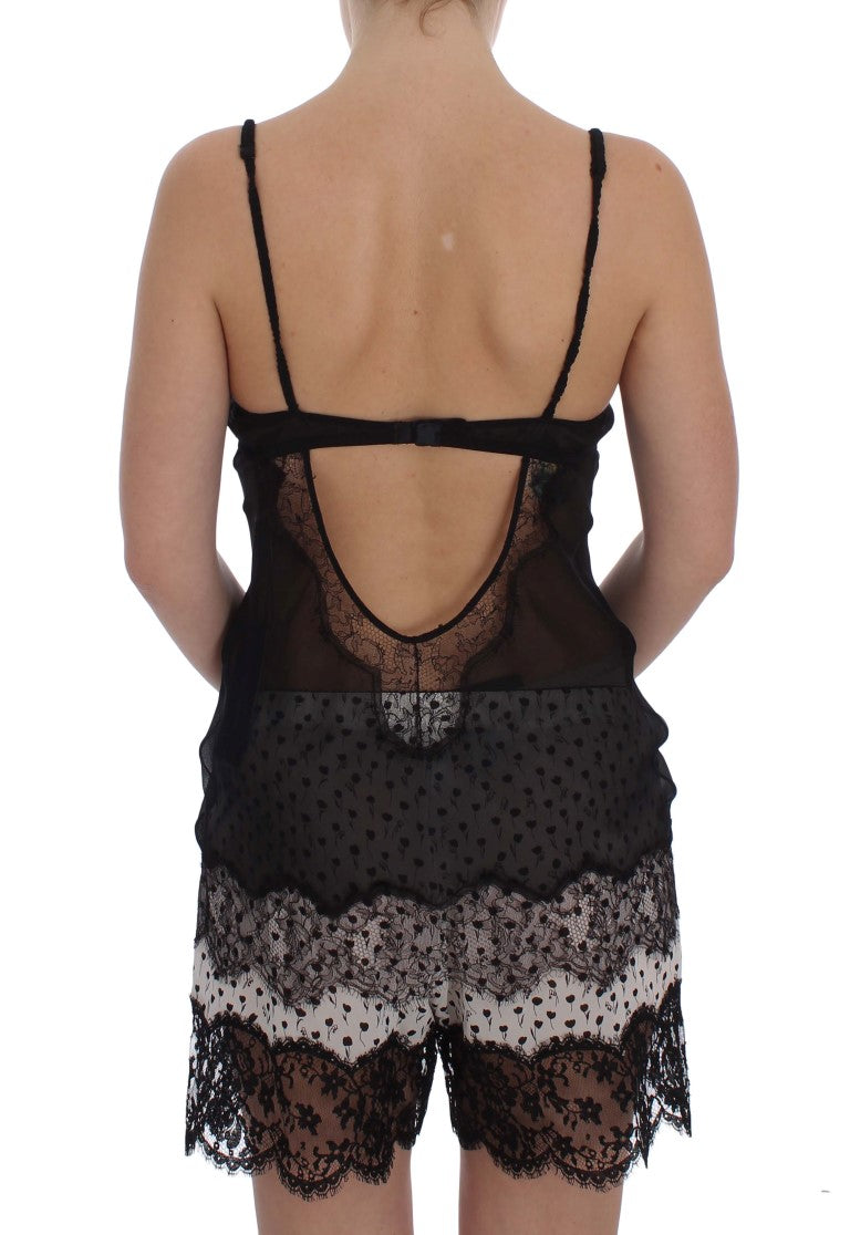 Black Silk Lace Babydoll Lingerie Top - it3-m
