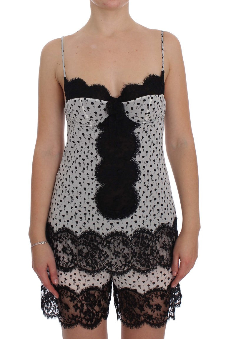 Black Silk Lace Babydoll Lingerie Top - it4-l