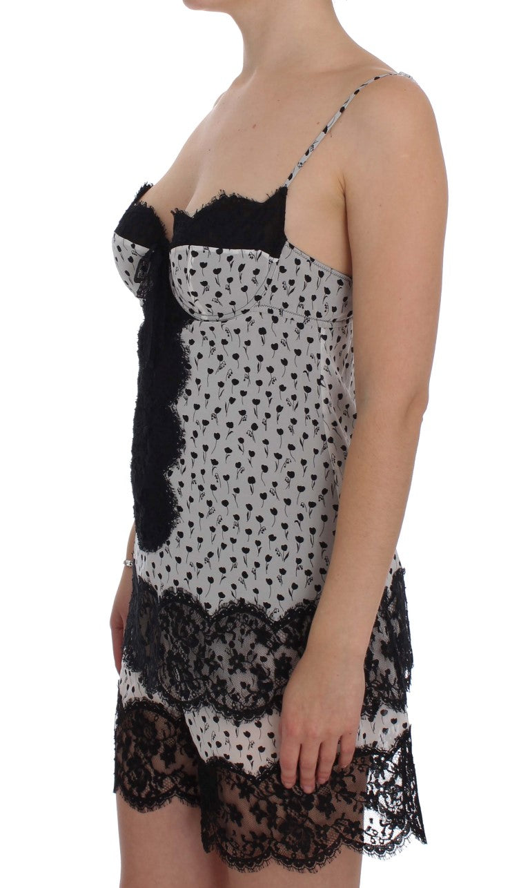 Black Silk Lace Babydoll Lingerie Top - it2-s