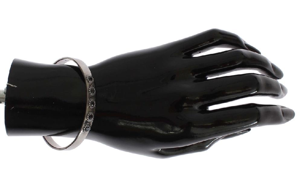 Black Crystal 925 Silver Bangle Bracelet - m