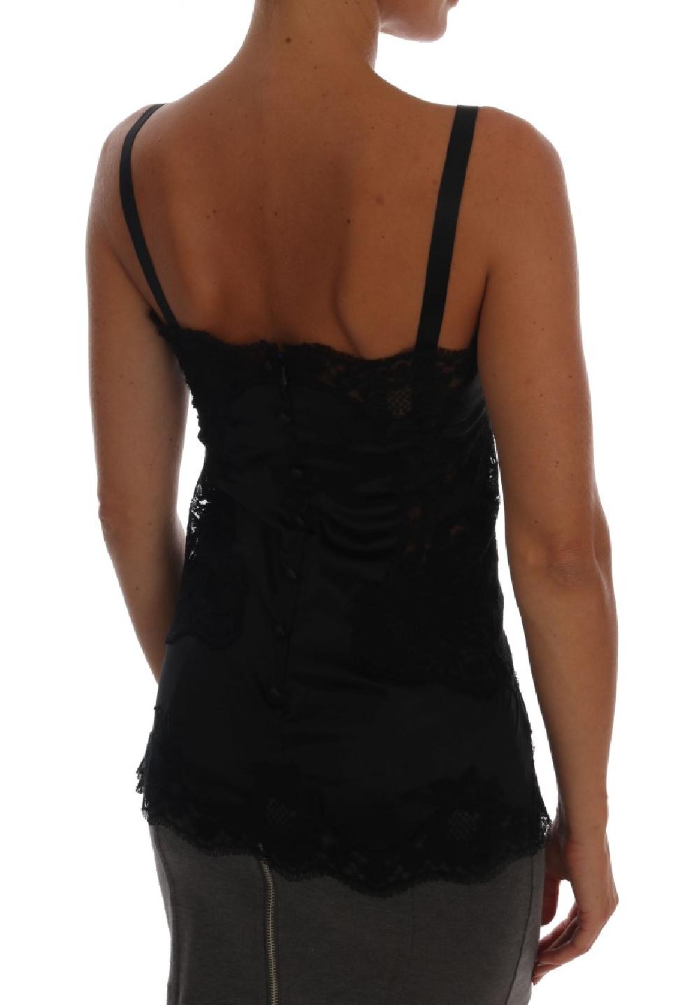 Black Silk Stretch Lace Top - it4-l