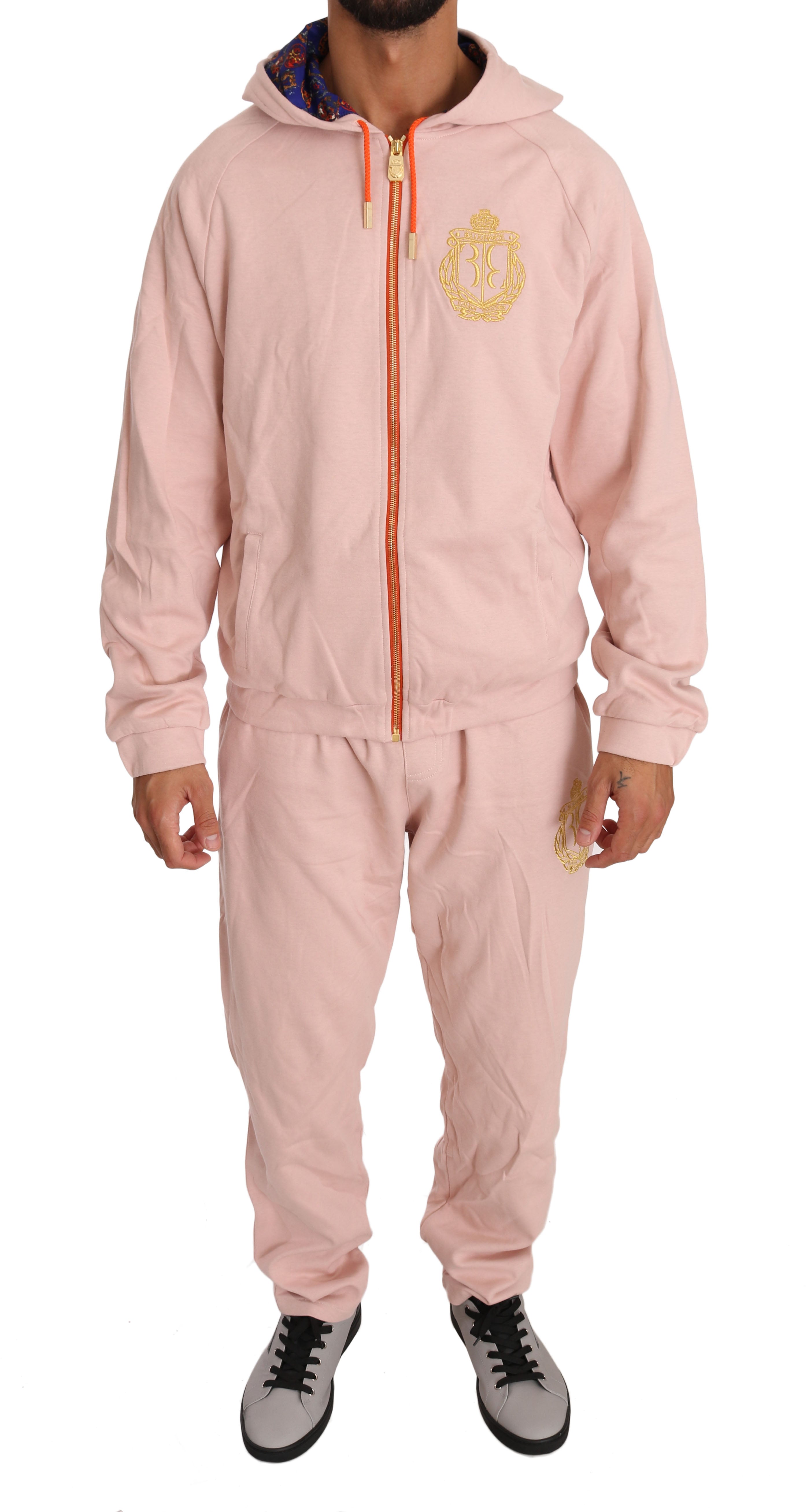 Pink Cotton Sweater Pants Tracksuit - xl