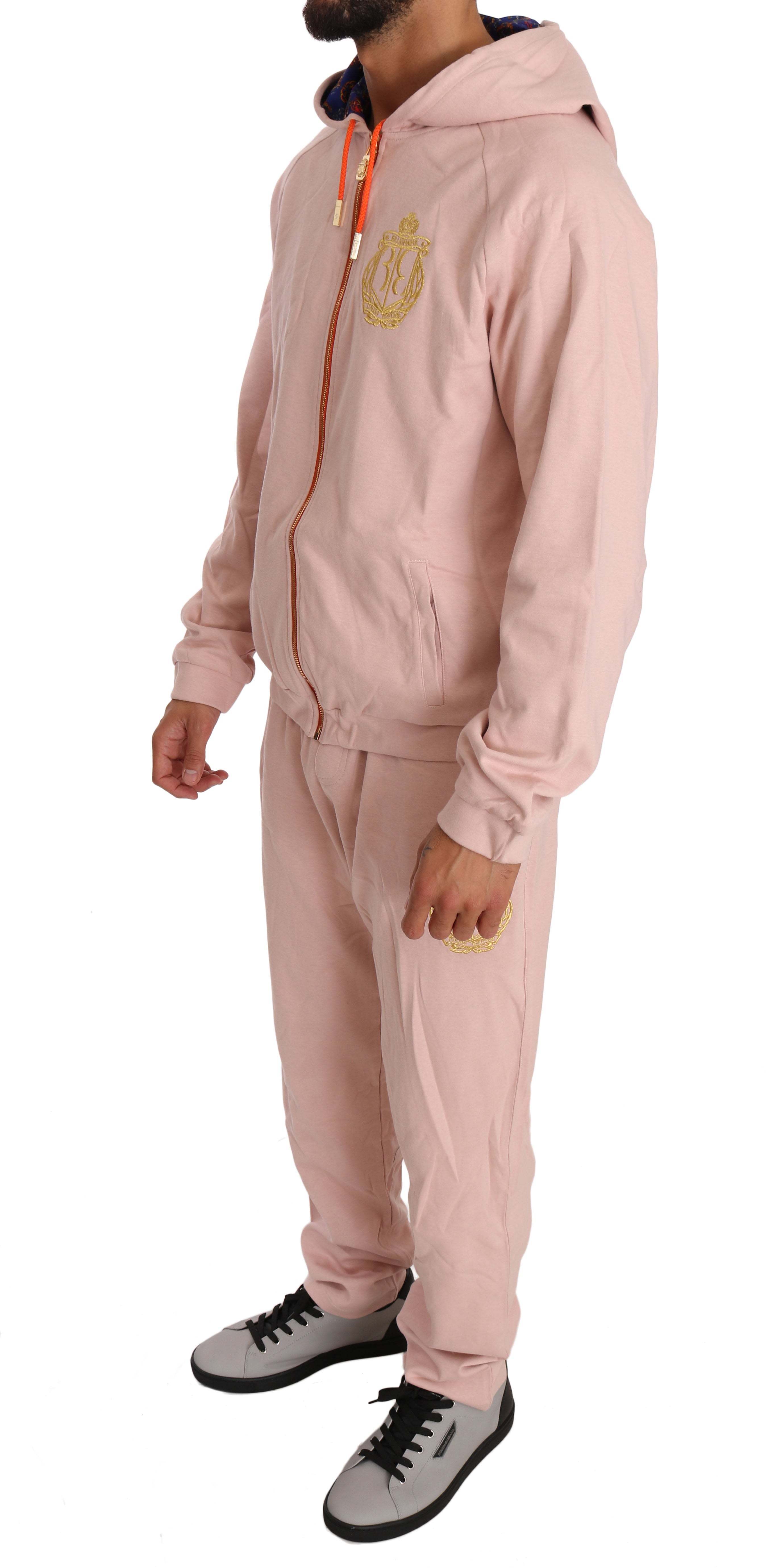 Pink Cotton Sweater Pants Tracksuit - xl