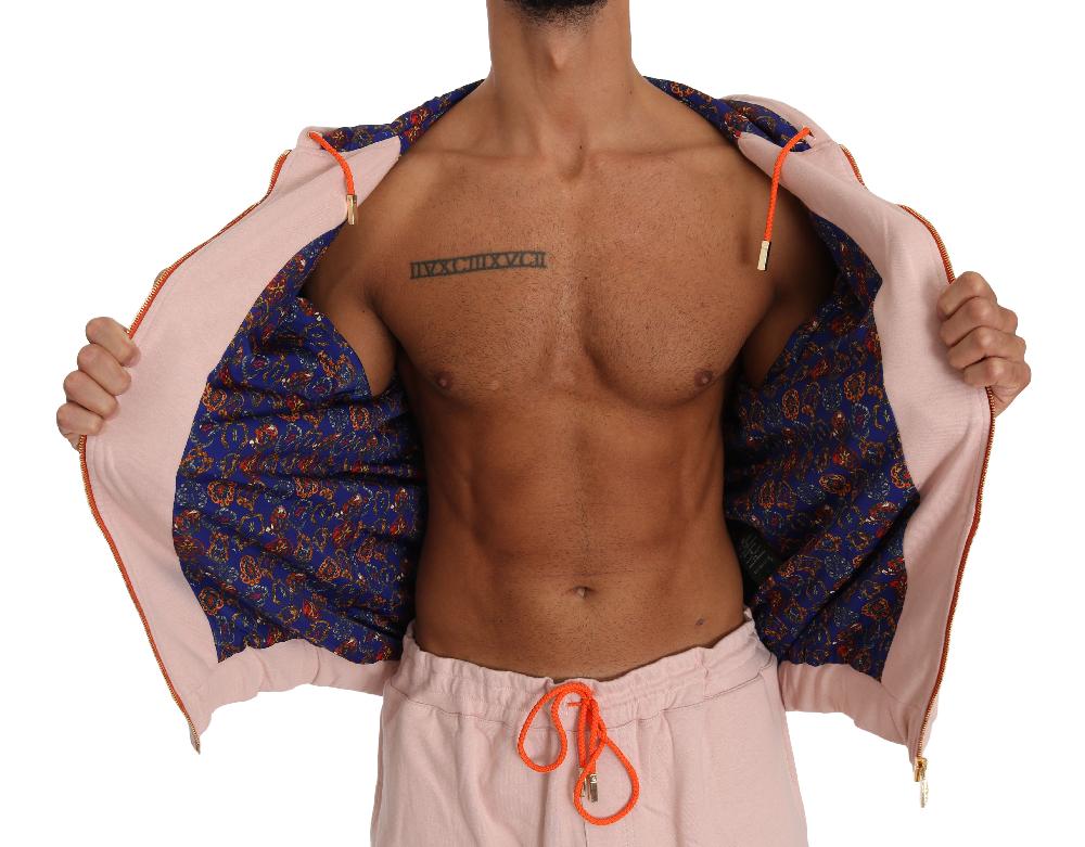 Pink Cotton Sweater Pants Tracksuit - l