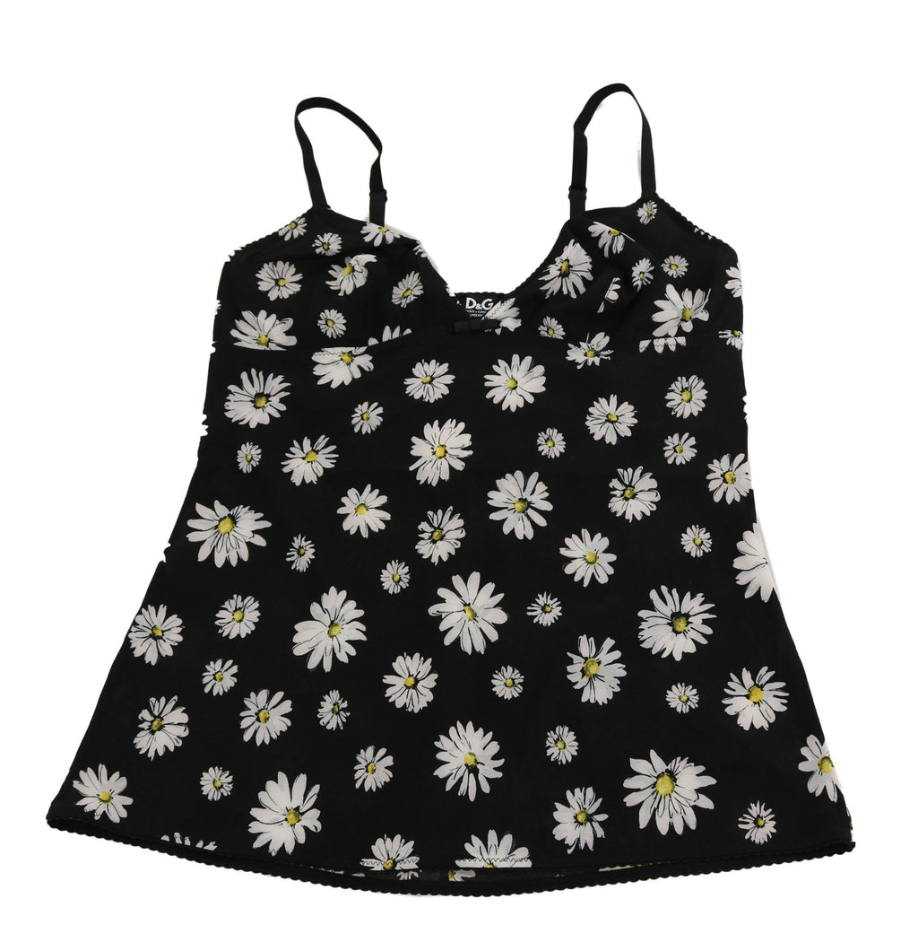 Black Daisy Print Dress Lingerie Chemisole - it2-s