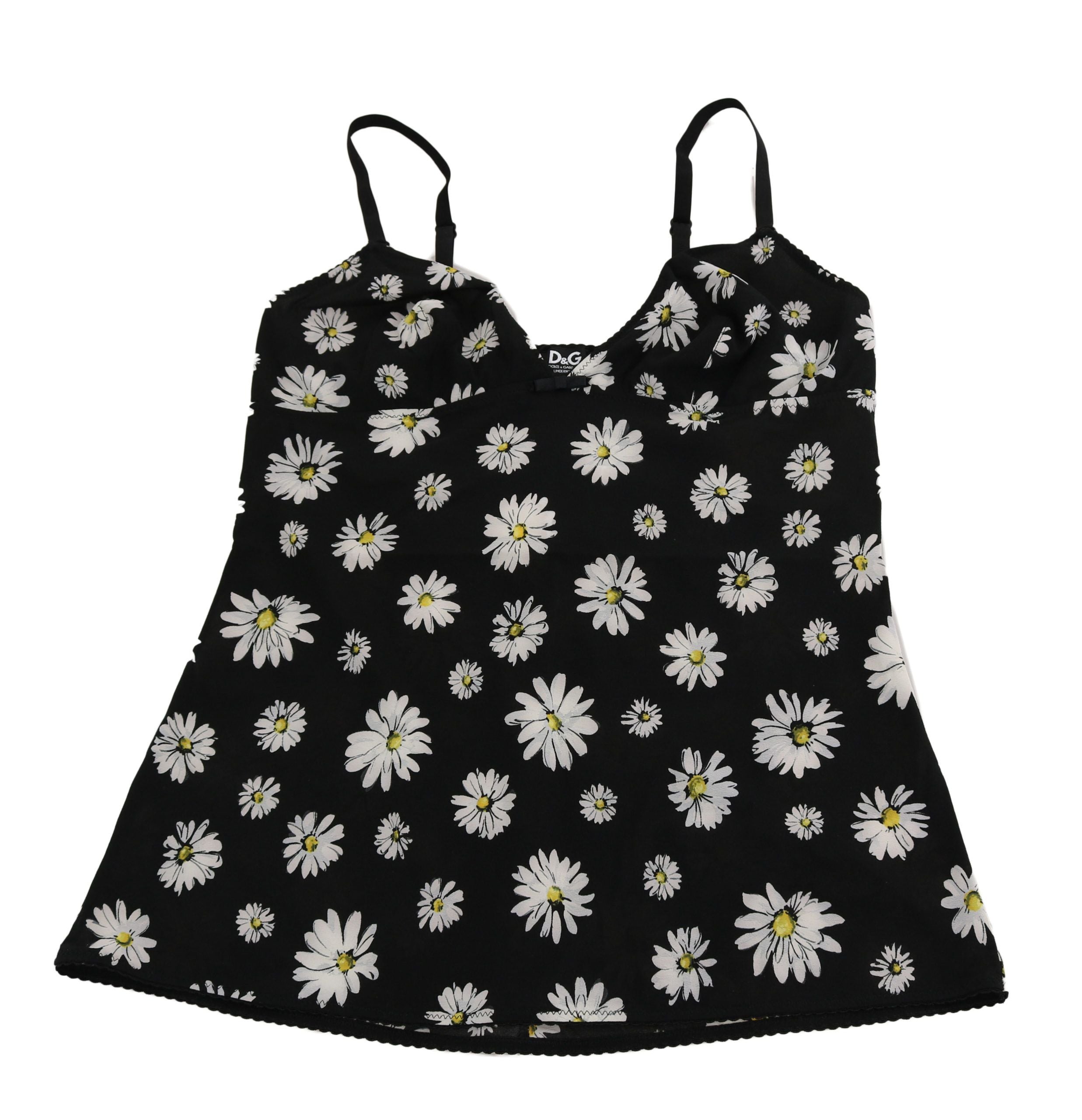 Black Daisy Print Dress Lingerie Chemisole - it2-s