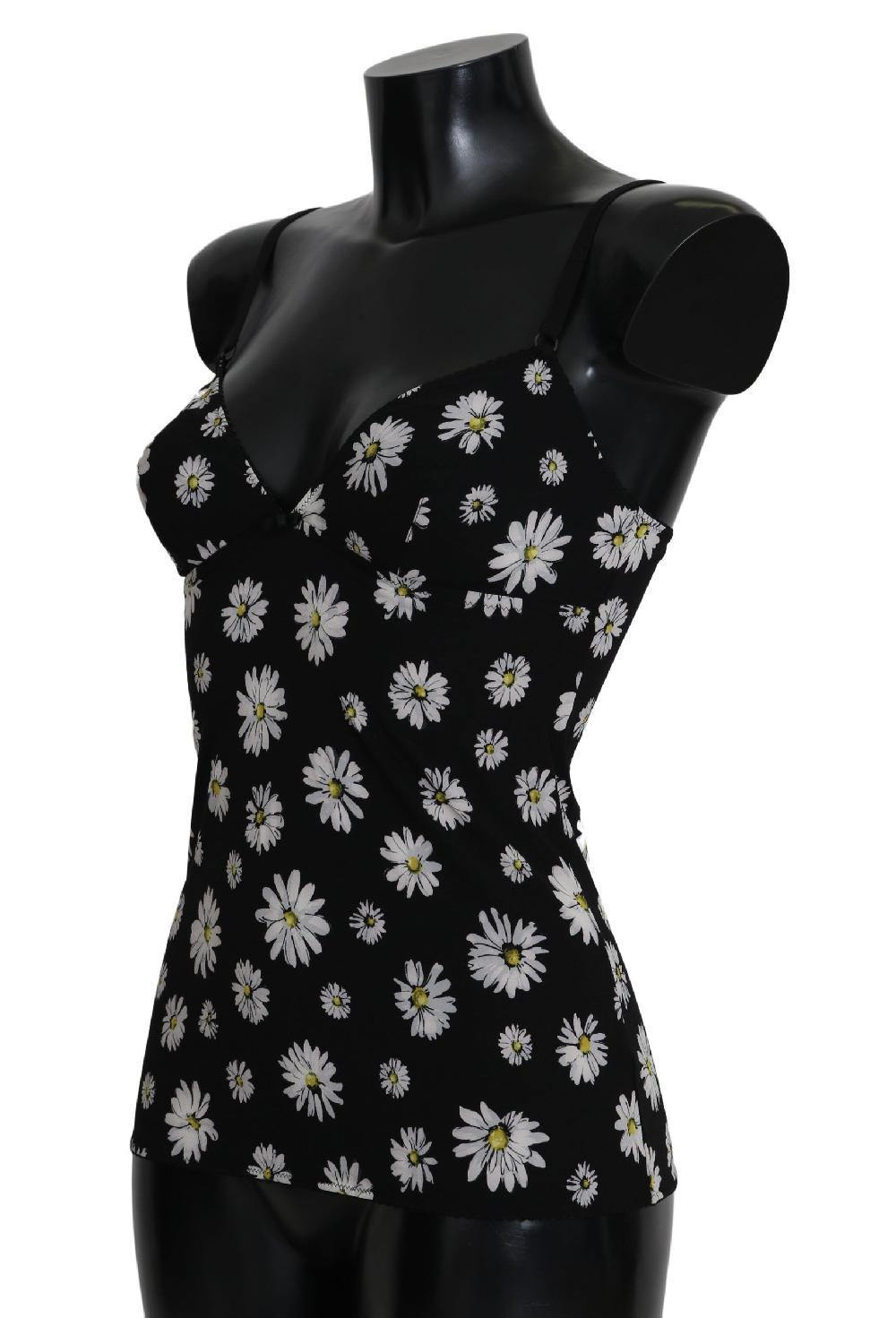 Black Daisy Print Dress Lingerie Chemisole - it2-s