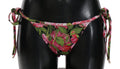 Black Pink Rose Print Bottom Bikini Beachwear - it4-l