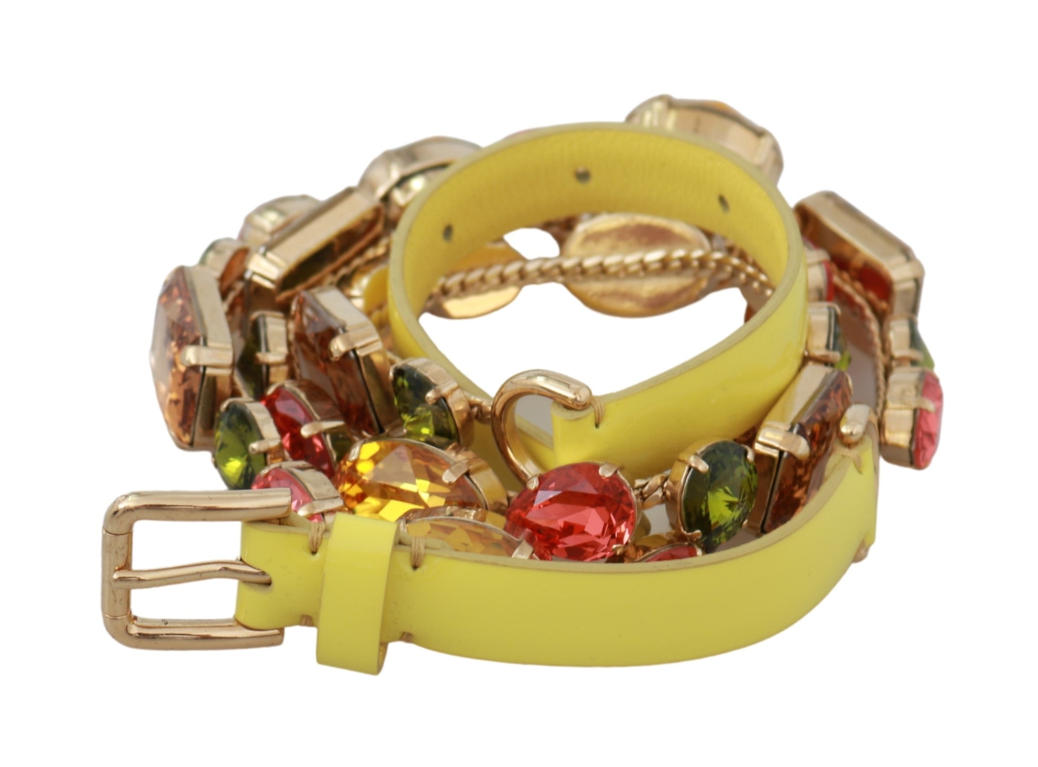 Yellow Gold Multicolor Crystals Waist Belt - 70-cm-28-inches