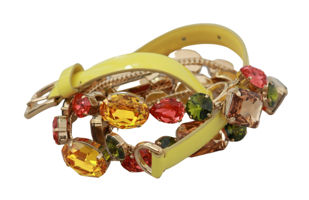 Yellow Gold Multicolor Crystals Waist Belt - 70-cm-28-inches