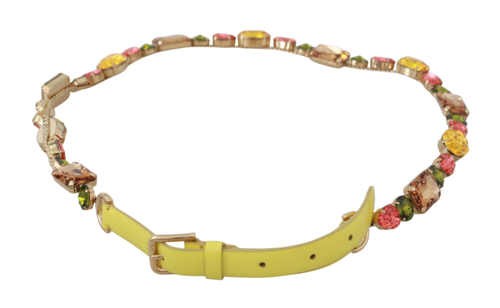 Yellow Gold Multicolor Crystals Waist Belt - 70-cm-28-inches
