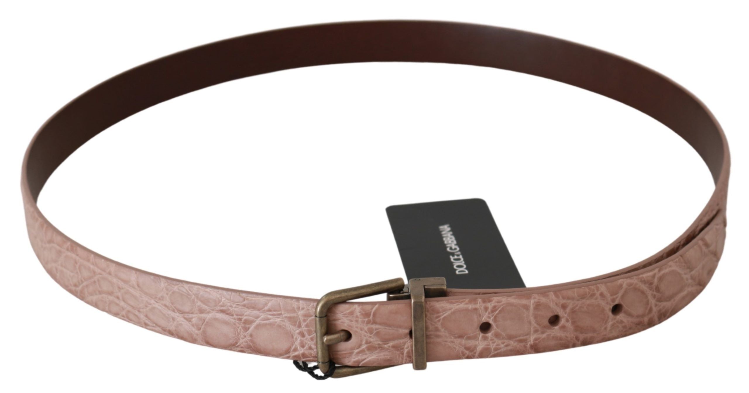 Beige Exotic Skin Gold Buckle Leather Belt - 90-cm-36-inches