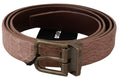 Beige Exotic Skin Gold Buckle Leather Belt - 95-cm-38-inches
