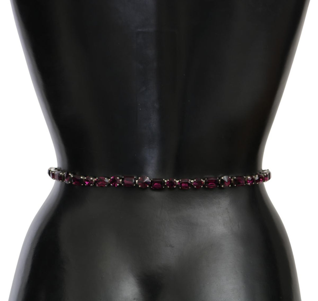 Purple Leather Crystals Waist Belt - 85-cm-34-inches