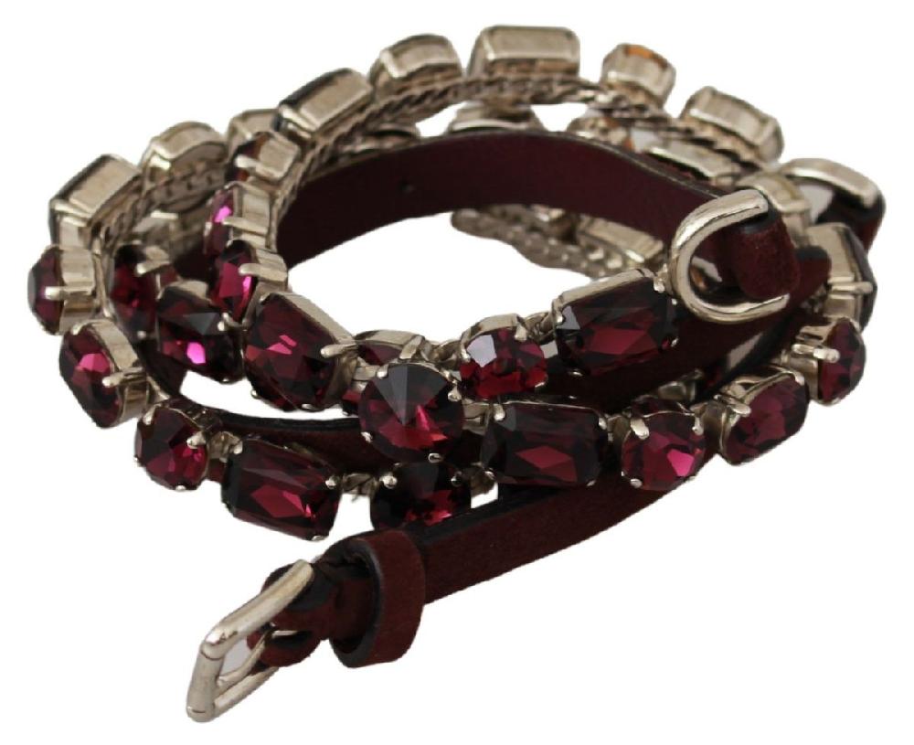 Purple Leather Crystals Waist Belt - 85-cm-34-inches