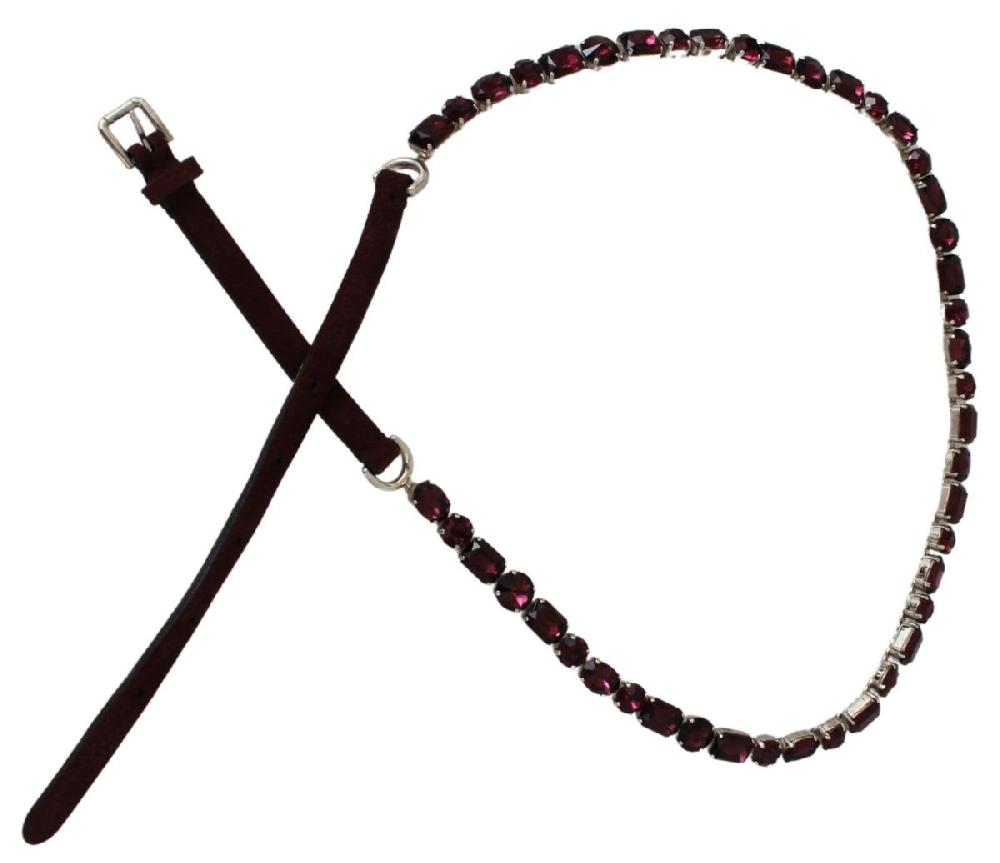Purple Leather Crystals Waist Belt - 85-cm-34-inches