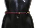 Purple Leather Gold Chain Crystal Waist Belt - 90-cm-36-inches