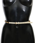 White Leather Crystals Waist Belt - 95-cm-38-inches