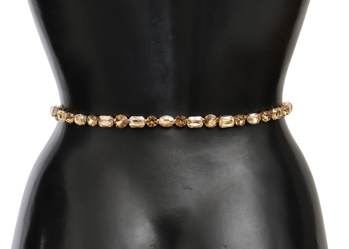 White Leather Crystals Waist Belt - 95-cm-38-inches