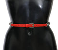 Red Leather Roses Floral Silver Waist Belt - 70-cm-28-inches