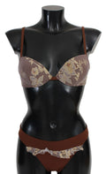 Brown Lace Beachwear Two Piece Bikini Swimsuit - it42-m