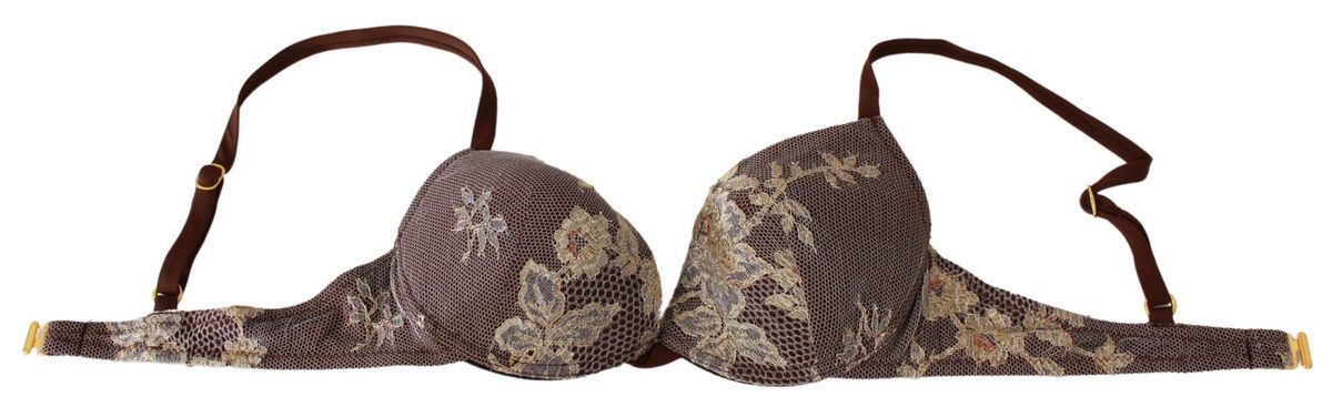 Brown Lace Beachwear Two Piece Bikini Swimsuit - it42-m
