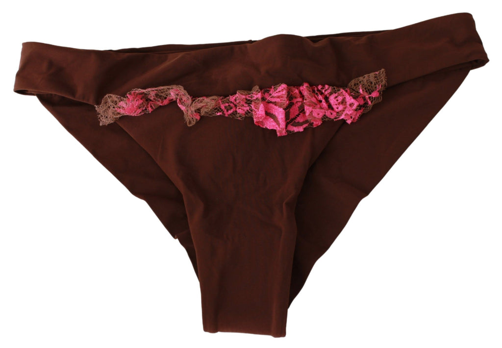 Pink Brown Two Piece Swimsuit Beachwear - it42-m