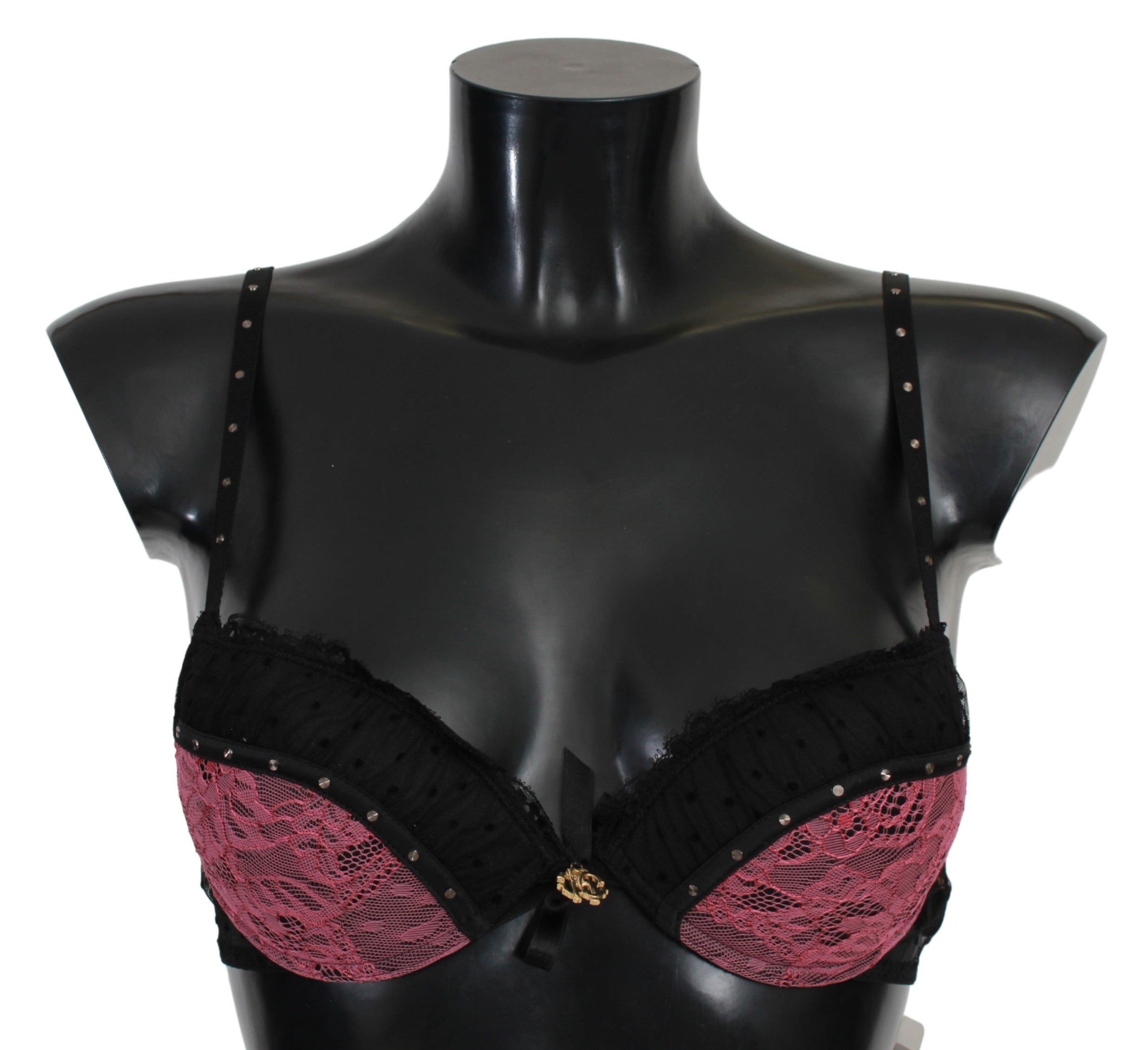 Black Pink Lace Push Up Bra Underwear - it1-xs