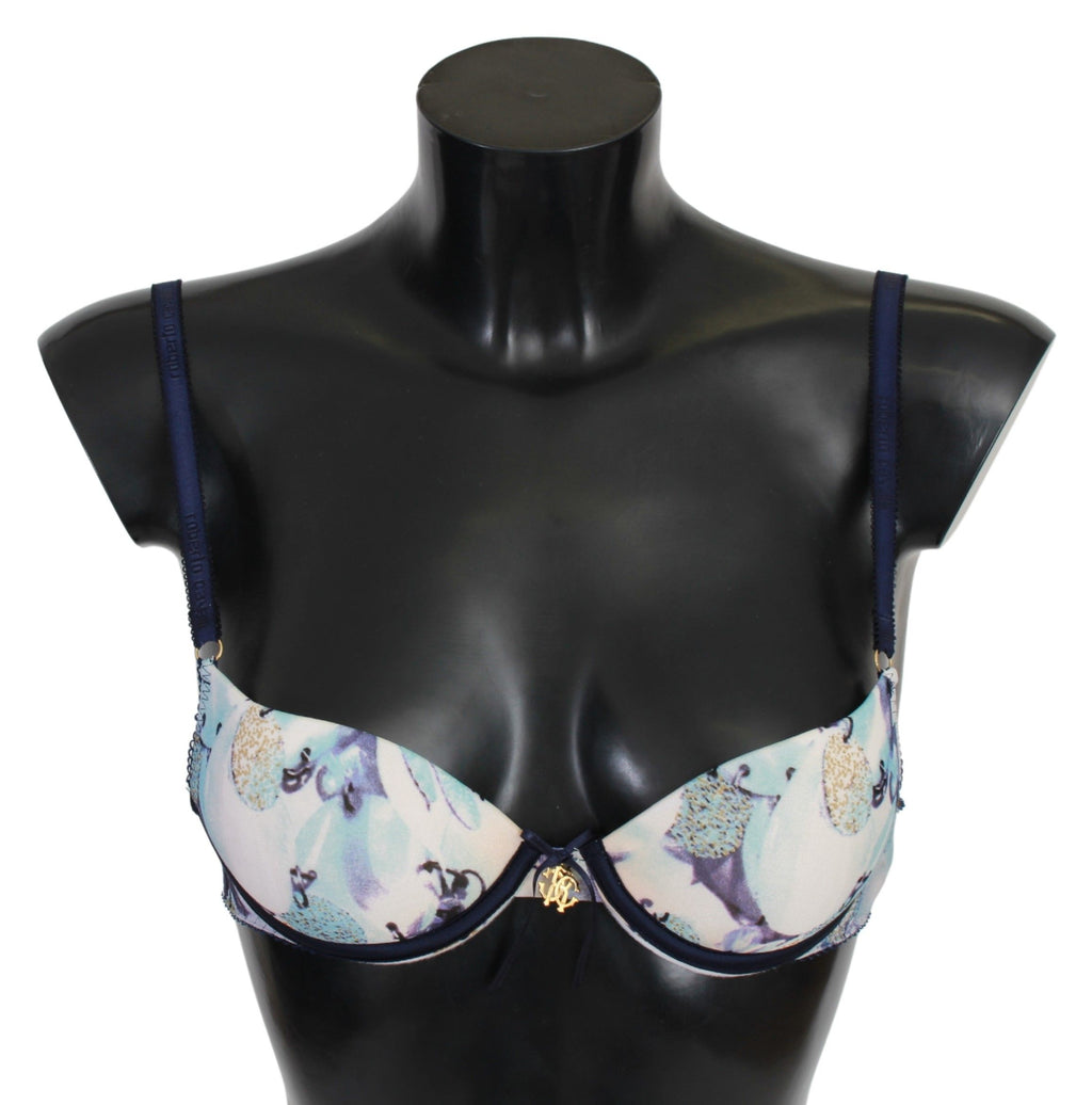 Blue Printed Nylon Reggiseno Bra Underwear - it1-xs