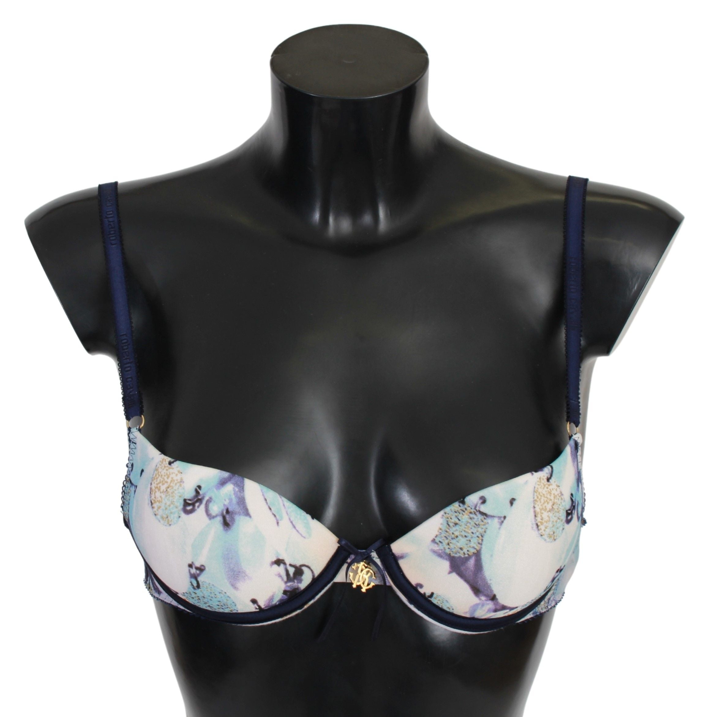 Blue Printed Nylon Reggiseno Bra Underwear - it1-xs