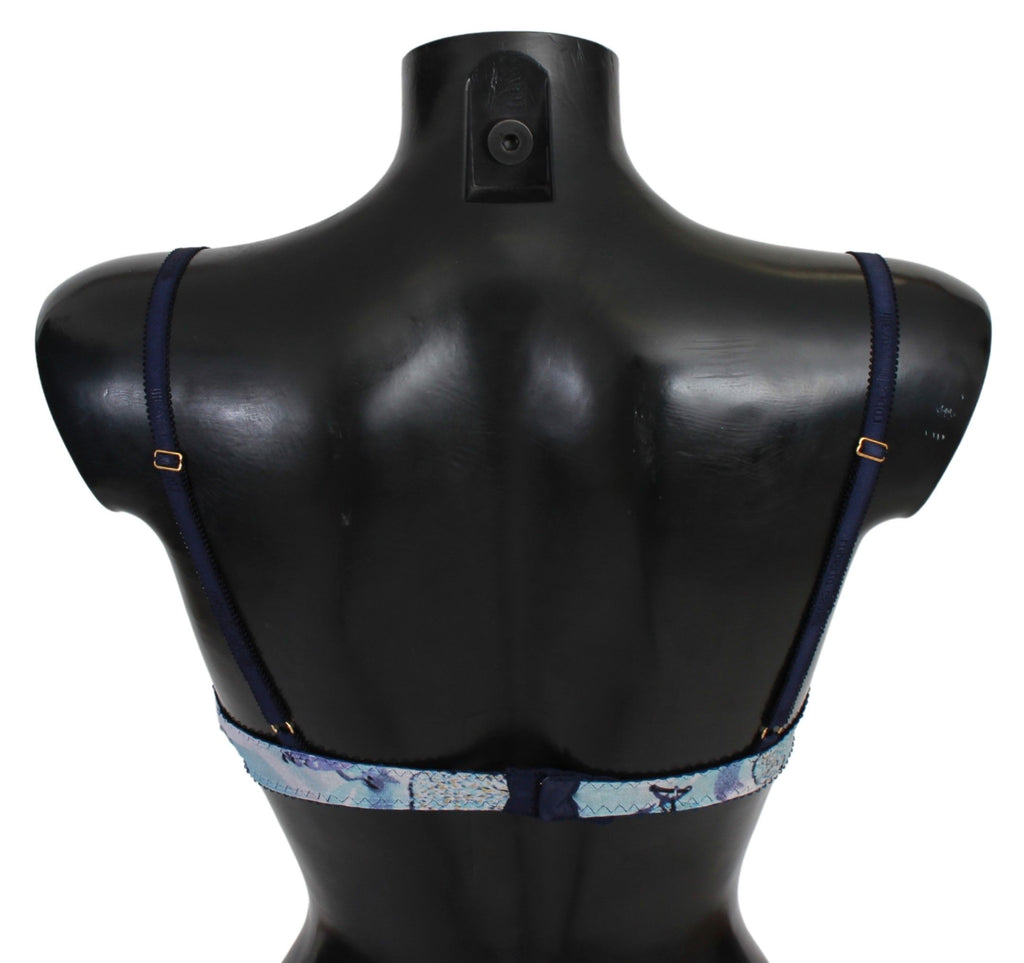 Blue Printed Nylon Reggiseno Bra Underwear - it1-xs