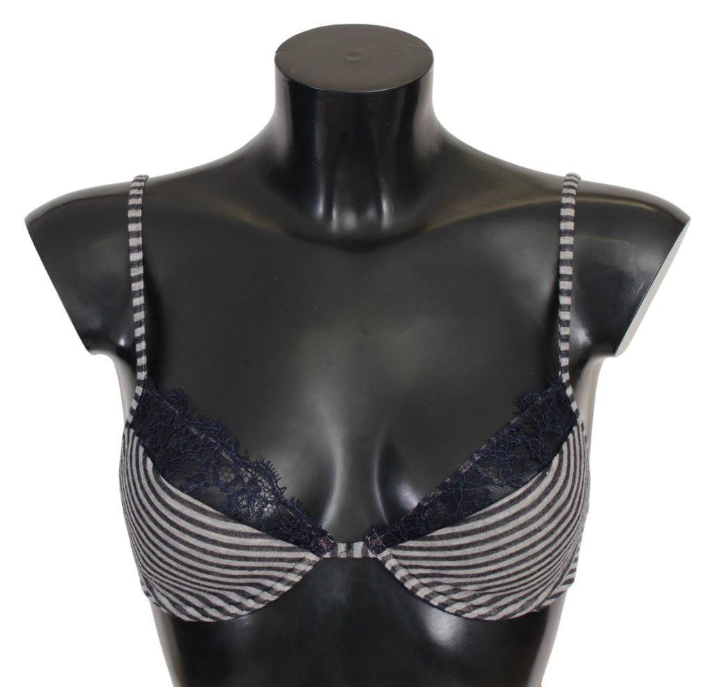 Blue Stripes Lace Reggiseno Bra Underwear - it2-s