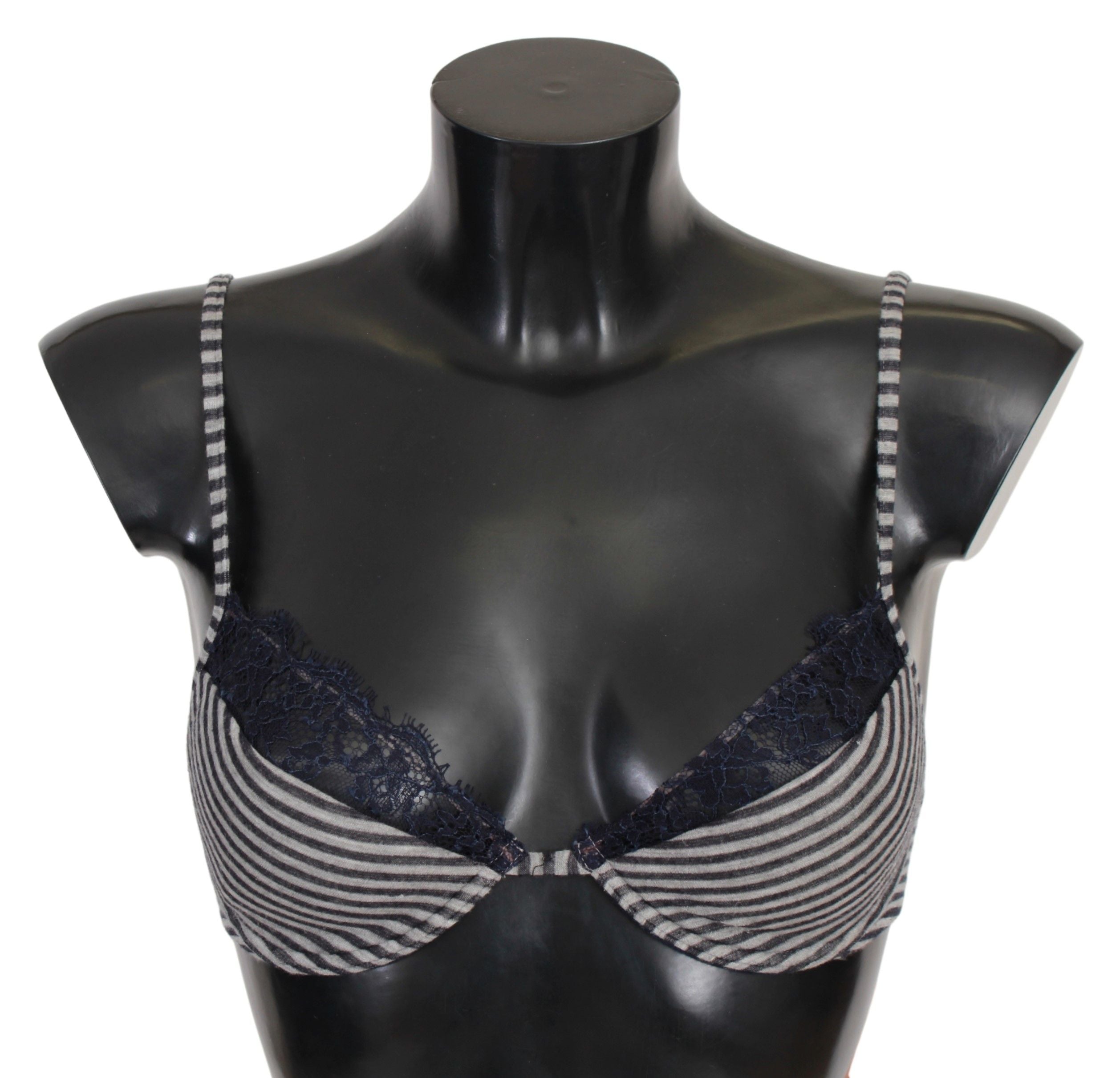 Blue Stripes Lace Reggiseno Bra Underwear - it2-s